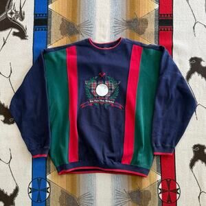 Vintage 90s Men’s Golf Golfing Embroidered Color Block Sweatshirt Size XL Tall